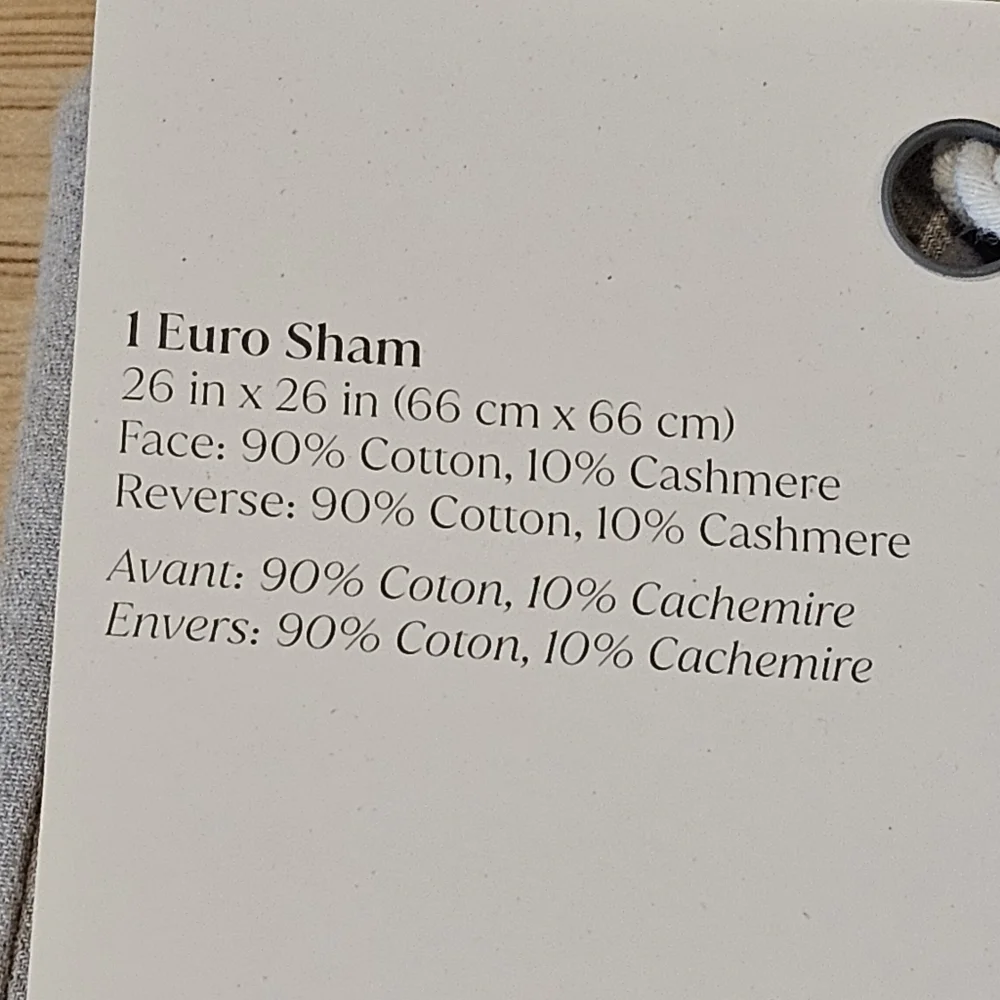 The Threadery Luxe Cotton Cashmere Euro Sham Oatmeal 26